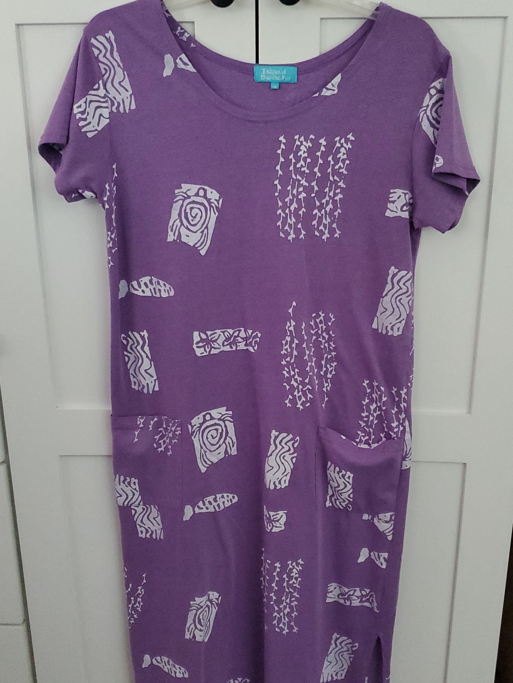 Island Breeze Purple Printed Short-Sleeve Dress